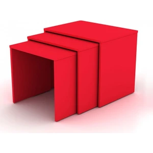 Triple Zigon Sehpa - Kırmızı