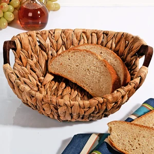 Lüx Ahşap Tutacaklı Hasır Ekmek Sepeti