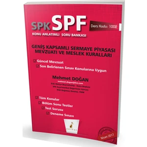 Pelikan Yayınları SPK  - SPF Geniş Kapsamlı Sermaye Piyasası Mevzuatı ve Meslek Kuralları Konu Anlatımlı Soru Bankası 1002
