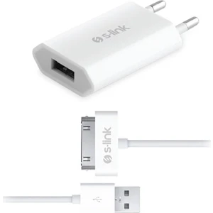 S-link IP-224 220V iPhone Uyumlu 4 Ev 2in1 1.3A Kablo Ev 1A Şarj Seti