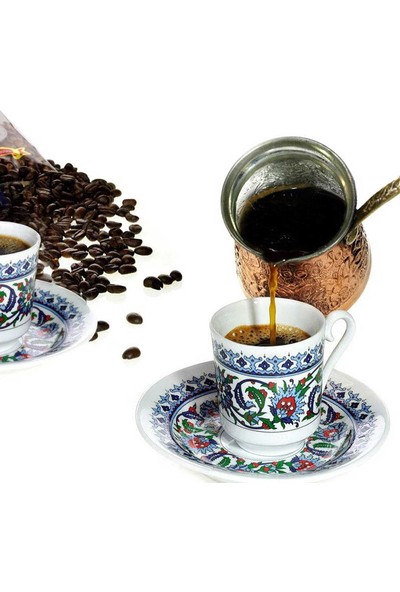 Kütahya Porselen Gözde Kahve Fincanı Tabaklı 12 adet Topkapı 186