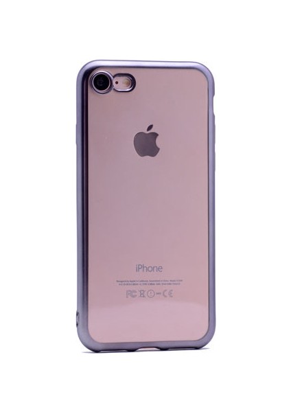 Apple iPhone 7 Kılıf Renkli Kenarlı Parlak Silikon +Cam
