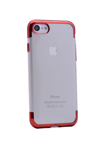 Apple iPhone 7 Kılıf Renkli Kenarlı Silikon +Cam