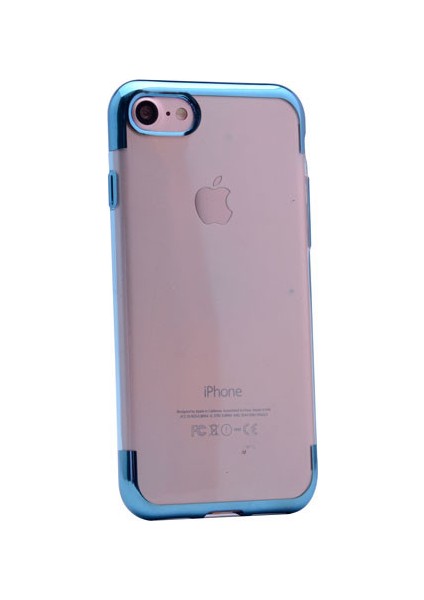 Apple iPhone 7 Kılıf Renkli Kenarlı Silikon +Cam