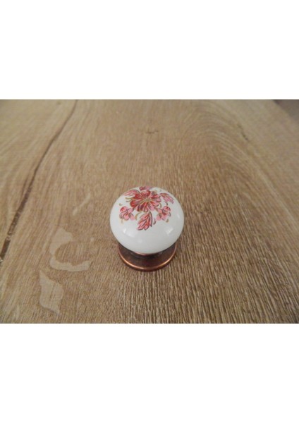 Clv Porselen Kulp Düğme Kırmızı Çiçek