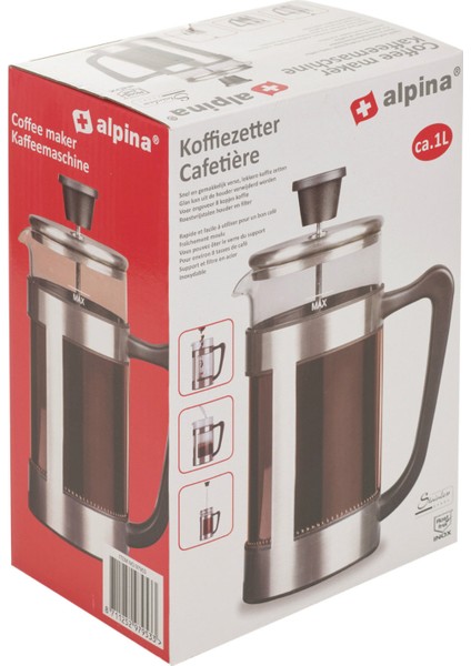 Alpına French Press Kahve Filtresi 1 LİTRE Alpina Coffee Maker INOX indirimleri