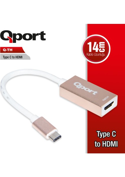 Q-Th Type-C(M) To HDMI(F) 4K*2K 30 Hz Dönüştürücü