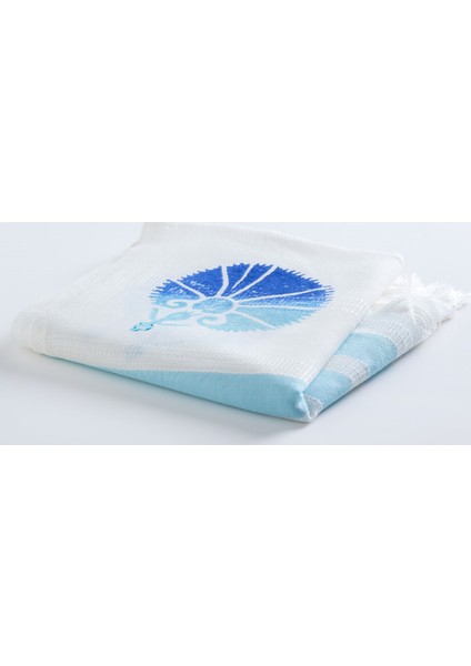 Peştamal Doğal Baskılı Ege Tasarımı Mavi