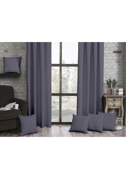 Dekoratif Fon Perde 140 X 270 Cm 708-Z756/1 Koyu Gri