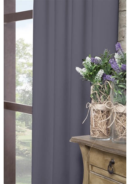 Dekoratif Fon Perde 140 X 270 Cm 708-Z756/1 Koyu Gri