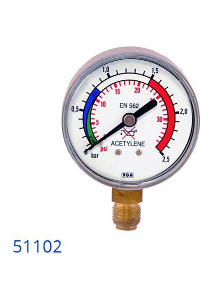 51102 Basınç Göstergesi Asetilen Çıkış