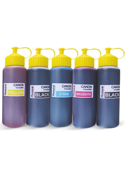 5 Kartuşlu Canon Yazıcılar İçin Uyumlu 500 Ml 5 Renk Mürekkep Seti
