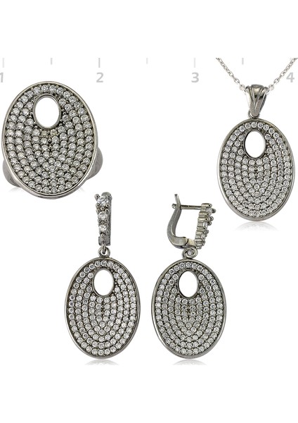 Zirkon Taslı Oval Set