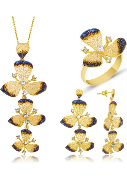 Gümüş Sarı Mor Salkım Set
