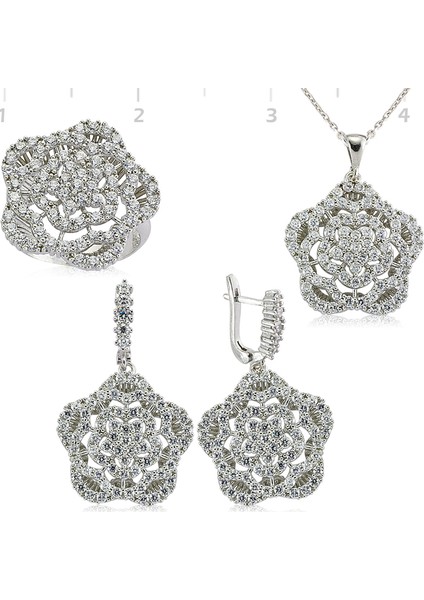 Gümüş Zirkon Taşlı Gümüş Set