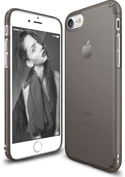 Slim Frost iPhone 7 Kılıf Black - 4 Tarafı Saran Tam Koruma İnce Buzlu Şeffaf
