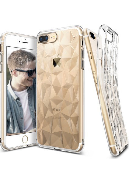 Air Prism 3D Elmas Yansıması iPhone 7 Plus Kılıf Clear - Ultra Hafif Esnek İnce Şeffaf Transparan