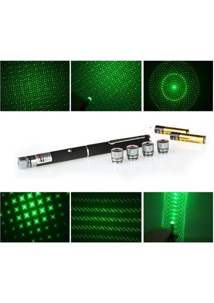 Yeşil Lazer Pointer 500 mW 15 Km Etkili (5 Başlıklı)