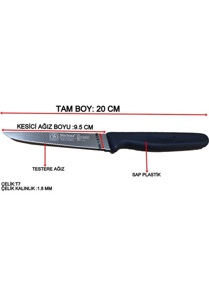 Sürmene 061004 Lz (Tırtıklı ) Sebze Bıçağı 9.5 Cm 5 Renk