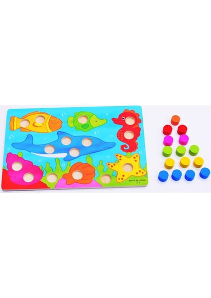 Eğitici Ahşap Montessori Oyuncak Okyanus Puzzle Yapboz