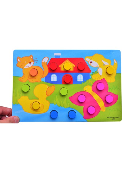 Eğitici Ahşap Montessori Oyuncak Hayvanlar Puzzle Yapboz