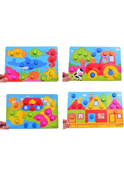 Eğitici Ahşap Montessori Oyuncak Hayvanlar Puzzle Yapboz modelleri
