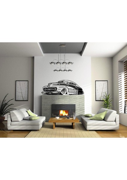 Sticker Master Vintage Car With Man Duvar Sticker Oto Motor Pc Etiket