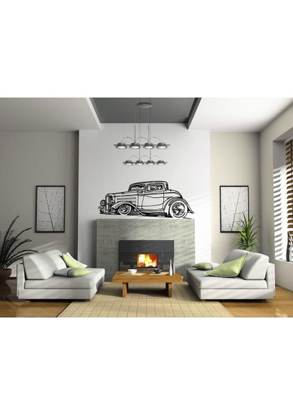 Sticker Master Vintage Car With Man And Women Duvar Sticker Oto Motor Pc Etiket