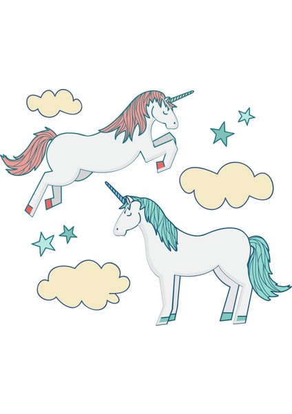 Sticker Master Sevimli Unicorn Çocuk Odası Sticker Oto Motor Pc Etiket