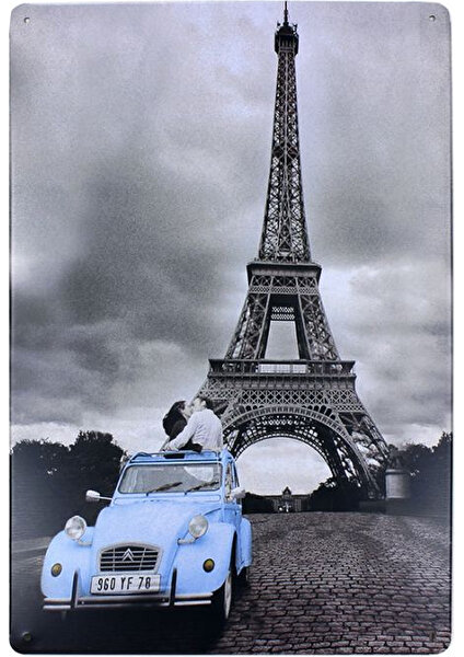 Dekoratif Vintage Metal Pano Eifell Citroen 20X30