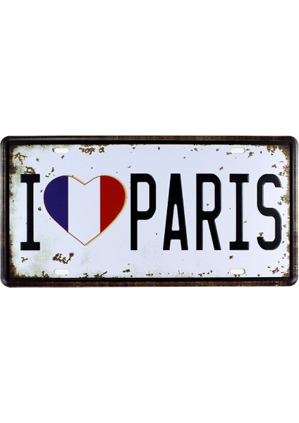 Vintage Metal Plaka Paris 15X30