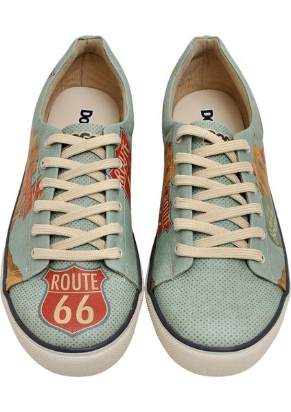 Erkek Vegan Deri Mavi Sneakers - Route 66 Tasarım