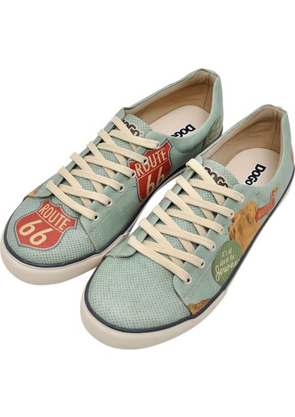 Erkek Vegan Deri Mavi Sneakers - Route 66 Tasarım fiyatları