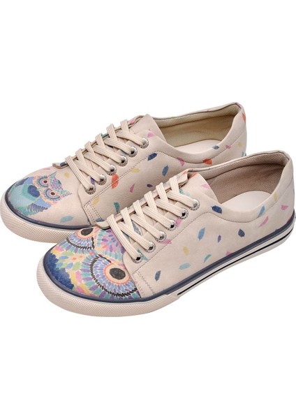Kadın Vegan Deri Bej Sneakers - I Never Sleep Tasarım