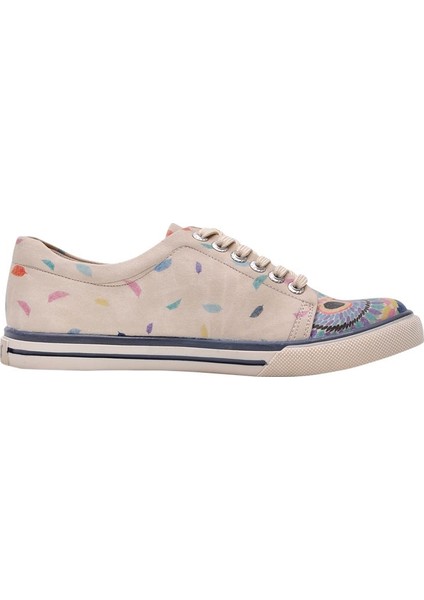 Kadın Vegan Deri Bej Sneakers - I Never Sleep Tasarım