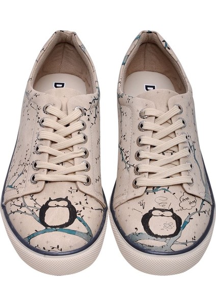 Kadın Vegan Deri Bej Sneakers - Owl Tasarım
