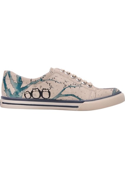 Kadın Vegan Deri Bej Sneakers - Owl Tasarım modelleri