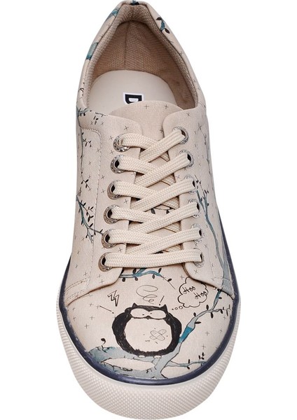 Kadın Vegan Deri Bej Sneakers - Owl Tasarım fırsatları