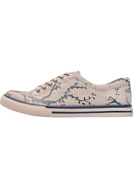 Kadın Vegan Deri Bej Sneakers - Owl Tasarım indirimleri