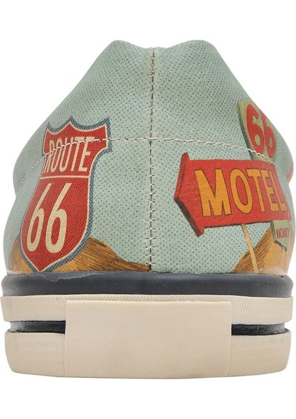 Erkek Vegan Deri Mavi Sneakers - Route 66 Tasarım