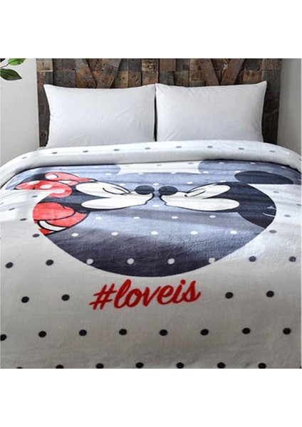 Minnie Mickey Love Is Lisanslı Çift Kişilik Battaniye
