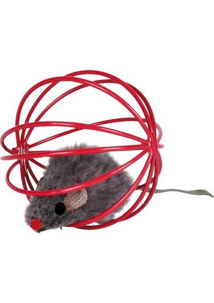 kedi oyuncağı, top içinde peluş fare 6cm
