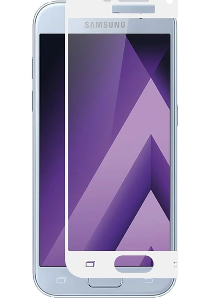 Case 4U Samsung Galaxy A3 2017 Full Kapatan Cam Ekran Koruyucu Beyaz