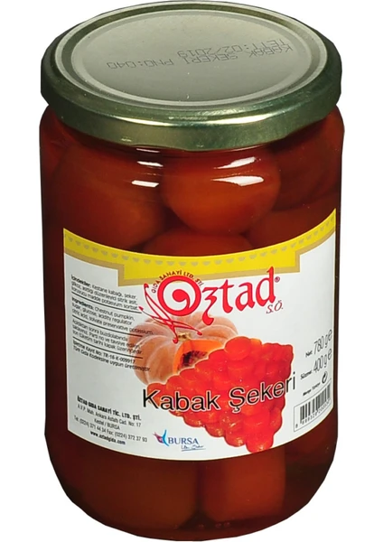 Öztad Kabak Şekeri 800 Gr Kavanoz