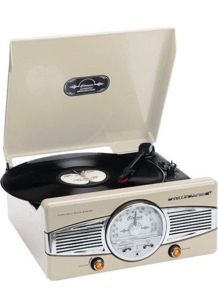 TT-28 C Dahili Hoparlörlü Retro Pikap (Bej) (Pikap İğnesi Hediye)