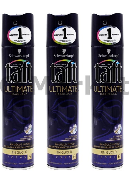 Saç Spreyi 6 Ultimate Haarlack En Güçlü 250 Ml (3 Adet)