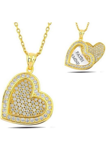 İsim Yazılı Kalpli Model Gümüş Kadın Kolye Th701