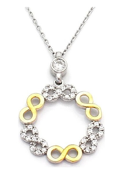 Sonsuzluk Model Zirkon Taşlı 925 Ayar Gümüş Kadın Kolye Th502