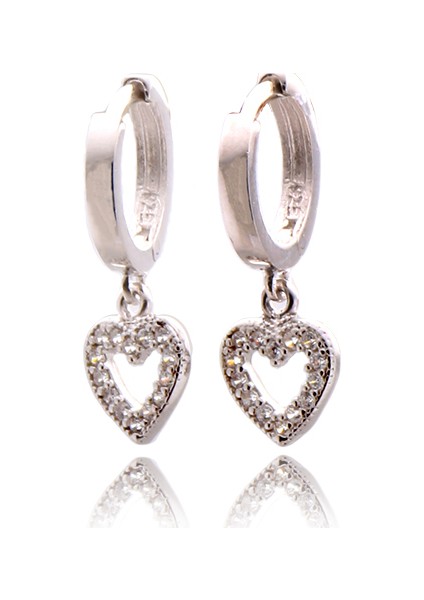 Zirkon Taşlı Kalp Motifli Gümüş Küpe Th995