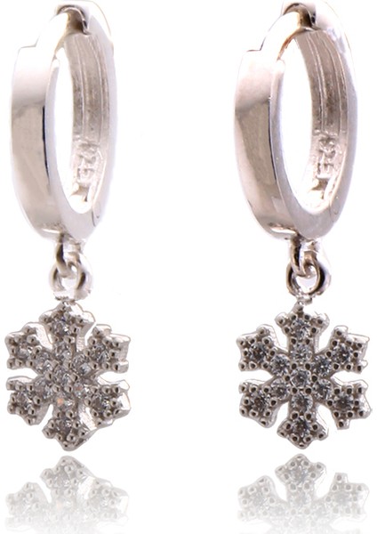 Zirkon Taşlı Kar Tanesi Gümüş Küpe Th992